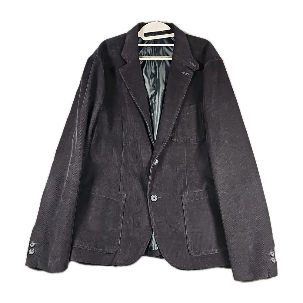 Threads 4 Thought‎ Corduroy Blazer Navy 💯 Organic Cotton Jacket Mens XL Long